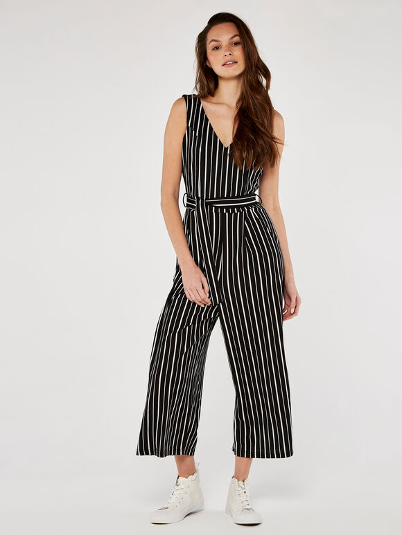 Stripe Pocket Jumpsuit, Black, large