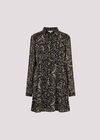 Illustrated Birds Empire Dress, Black, large