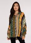 Patchwork Stripe Sleeve Shirt, Mustard, large