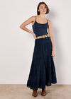 Tiered Maxi Skirt, Navy, large