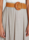 Crinkle Midi Skirt, Brown, large