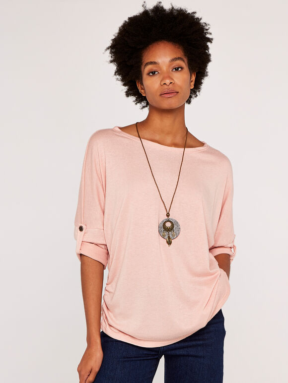 Ruched Side Top, Pink, large