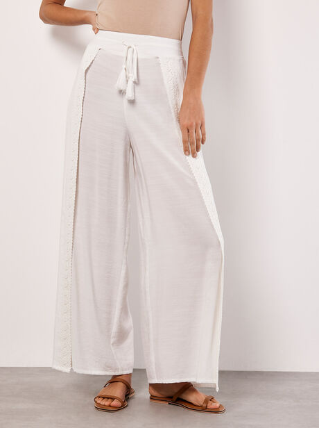 Lace Detail Front Split Wrap Trousers