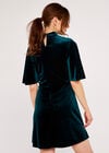 Fit And Flare Velvet Mini Dress, Green, large