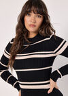 Stripe Ribbed Knit Mini Dress, Black, large