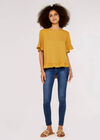 Square Button Back Top, Mustard, large