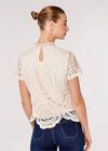 High Neck Lace Top, Stone, large