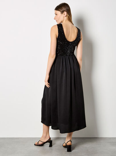 Sequin Bodice Midi Dress