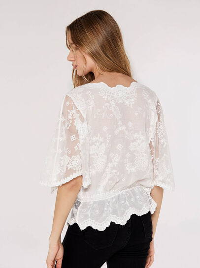 Floral Broderie Batwing Top