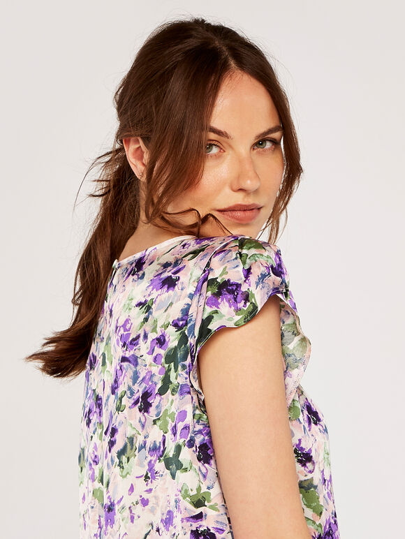 Tulip Print Top, Lilac, large