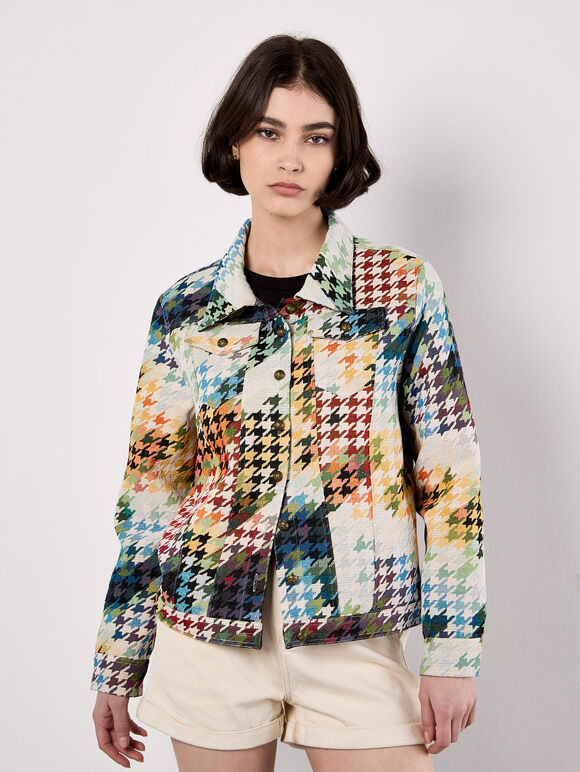 Colourful Dogtooth Jacket, Navy, large