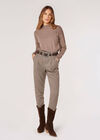 Pointelle Shell Fine Knit Jumper, Brown, large