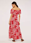 Patchwork Bardot Dress, Red, large
