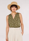 Sunspot Button Through Top, Khaki, large