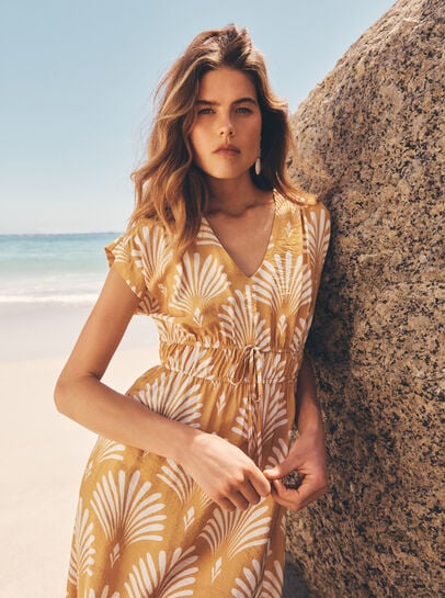 Fan Print Midaxi Dress