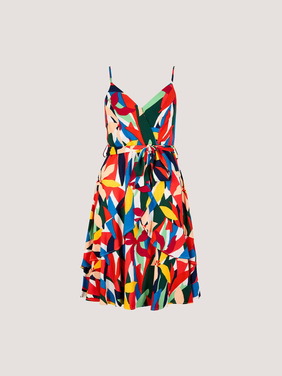 Colour Block Tiered Cami Mini Dress, Orange, large