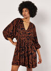 Ikat Sarasa Tiered Mini Dress, Rust, large