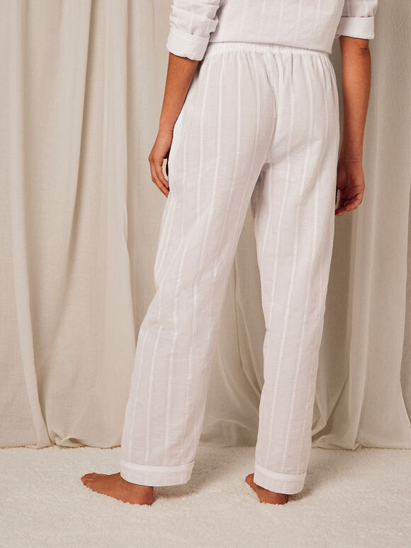 Embroidered Stripe Trouser, White, large