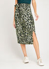Stone Leopard Print Wrap Skirt, Stone, large