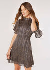 Irregular Spot Chiffon Mini Dress, Navy, large