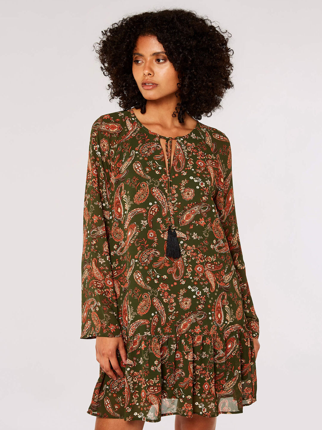 Image of Paisley Print Tassel Mini Dress