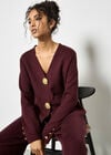 Statement Hammered Buttons Lightweight Cardigan, Burgundy, large