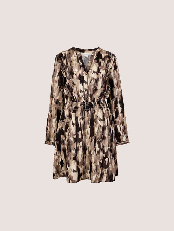 Abstract Print Utility Mini Dress, Black, large