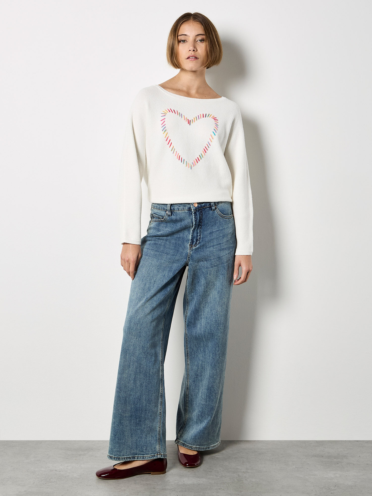 Colourful Stitched Heart Jumper | Apricot Clothing