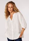 Textured High-Low Shirt, White, large