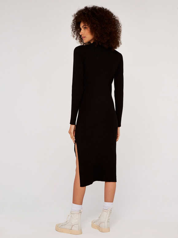 Side Split Bodycon Dress, Black, large