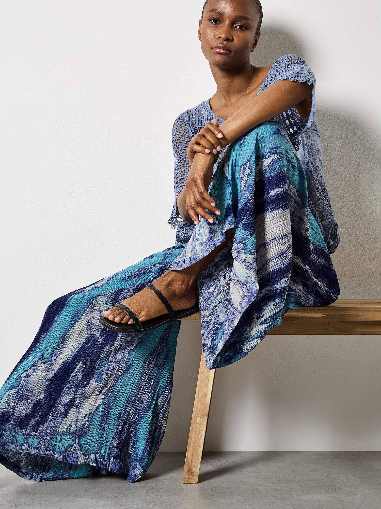 Tie Dye Crinkle Palazzo Trousers | Apricot Clothing