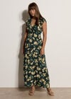Jasmine Floral Wrap Maxi Dress, Green, large
