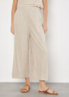 Linen Blend Cropped Palazzo Trousers, Stone, large