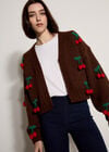 Chunky Knit Cherry Cardigan, Brown, large
