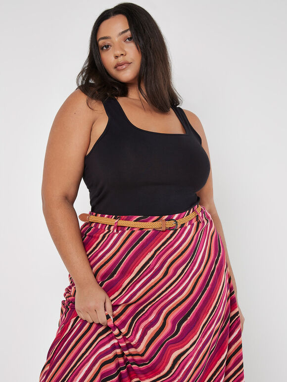 Curve Retro Wave Maxi Skirt, Pink, large