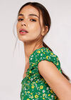 Ditsy Milkmaid Top, Green, large