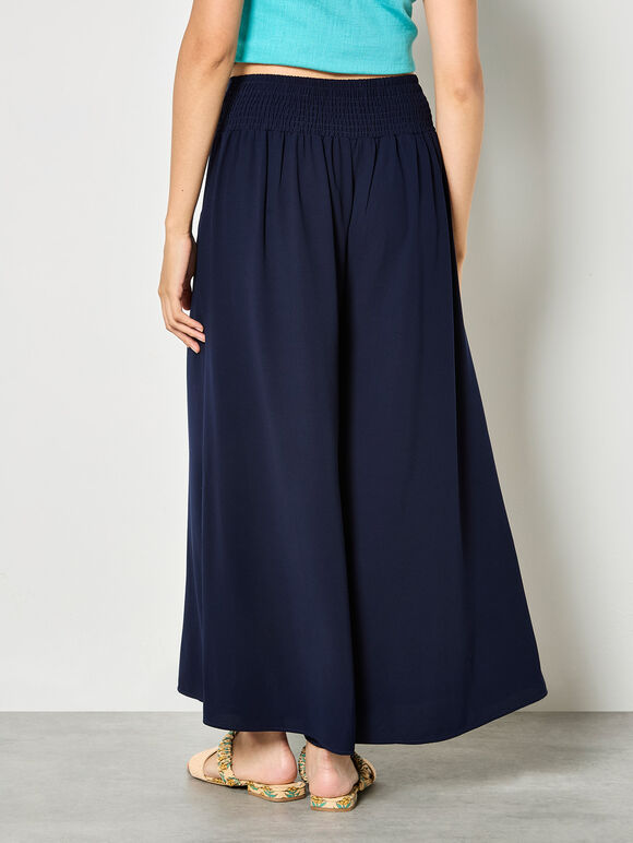 Fluid Wide-Leg Trousers, Navy, large