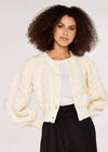Bubble Crop Cardigan, Cream, large