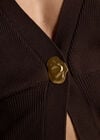 Ribbed Knit Hammered Button Cardigan, Brown, large