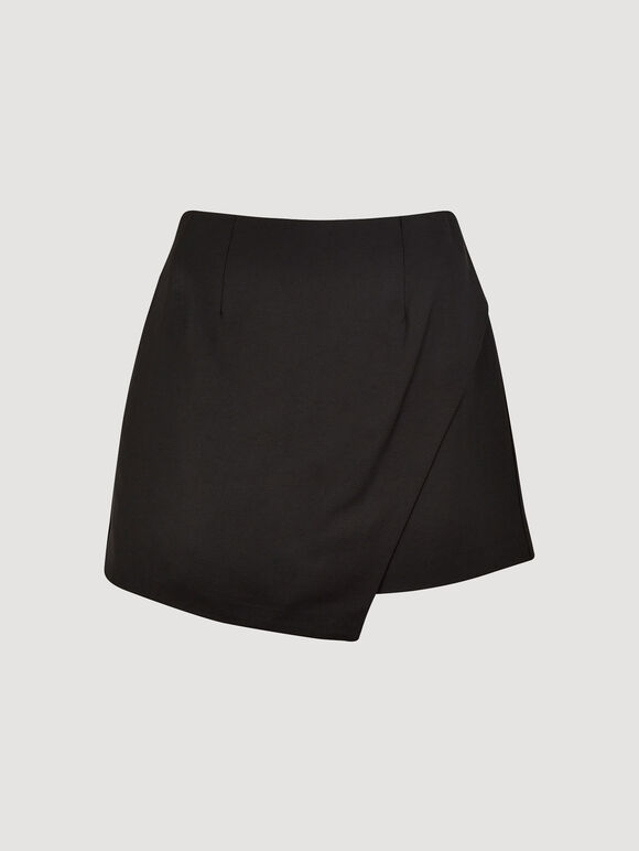 Tailored Woven Mini Skort, Black, large
