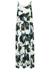 Banana Leaf Print Jumpsuit, Cream, large