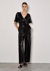 Sequin Wrap Jumpsuit, Black, large