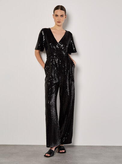 Sequin Wrap Jumpsuit
