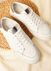 White Leather Trainer, White, large