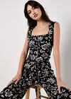 Tropical Print Corset Top, Black, large