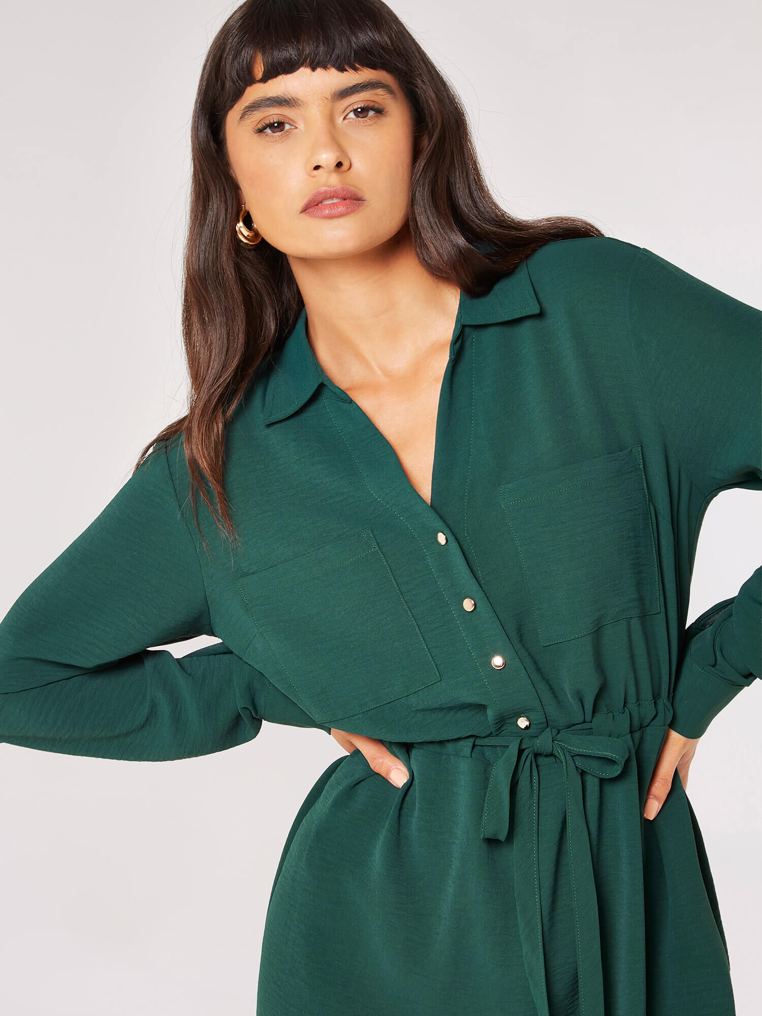Blue utility tie waist shirt dress discount
