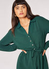 Drawstring Shirt Mini Dress, Green, large