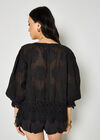 Embroidered Daisies Lace Blouse, Black, large