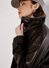 Faux Leather Bomber Jacket, Brown, large