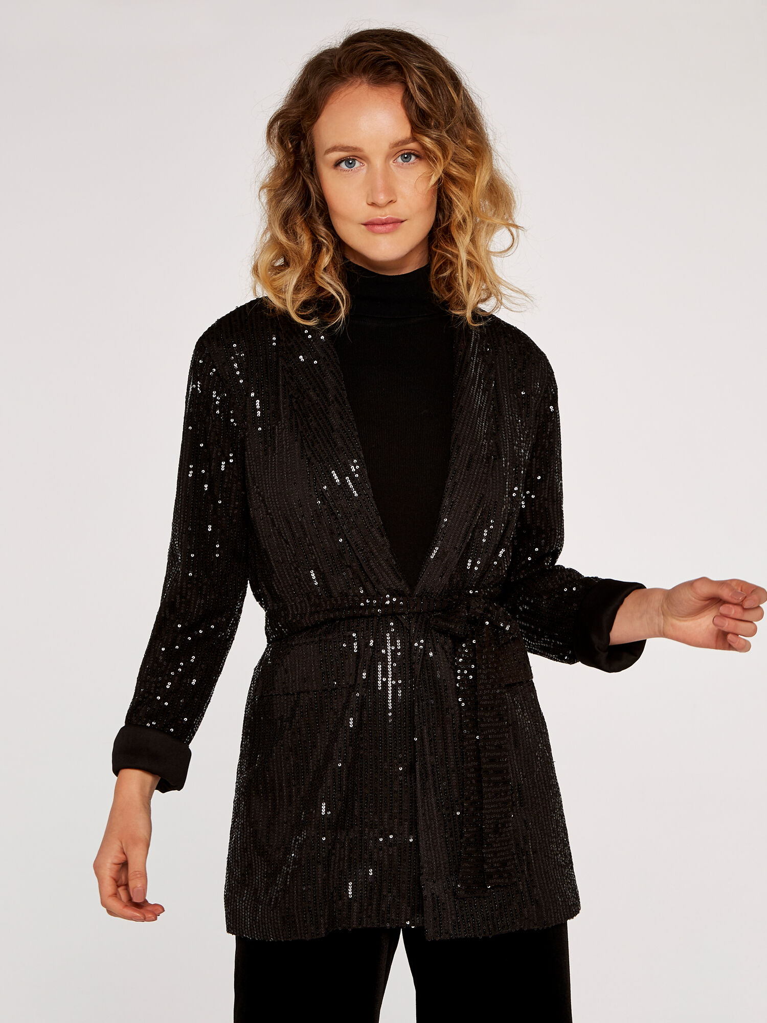 Long blazer with belt cheap